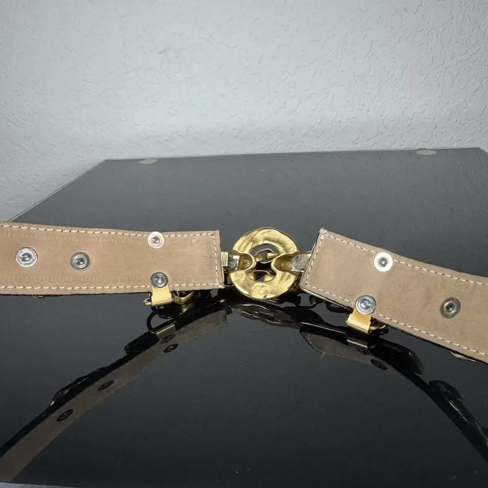 Leatherock Red Leather Belt Gold Hardware 8452 Sz M